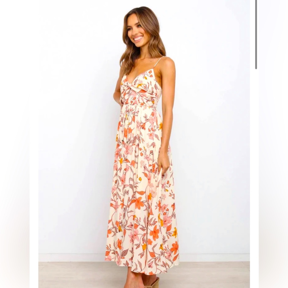 Hello Molly Floral Dress in Cream and Orange NWT